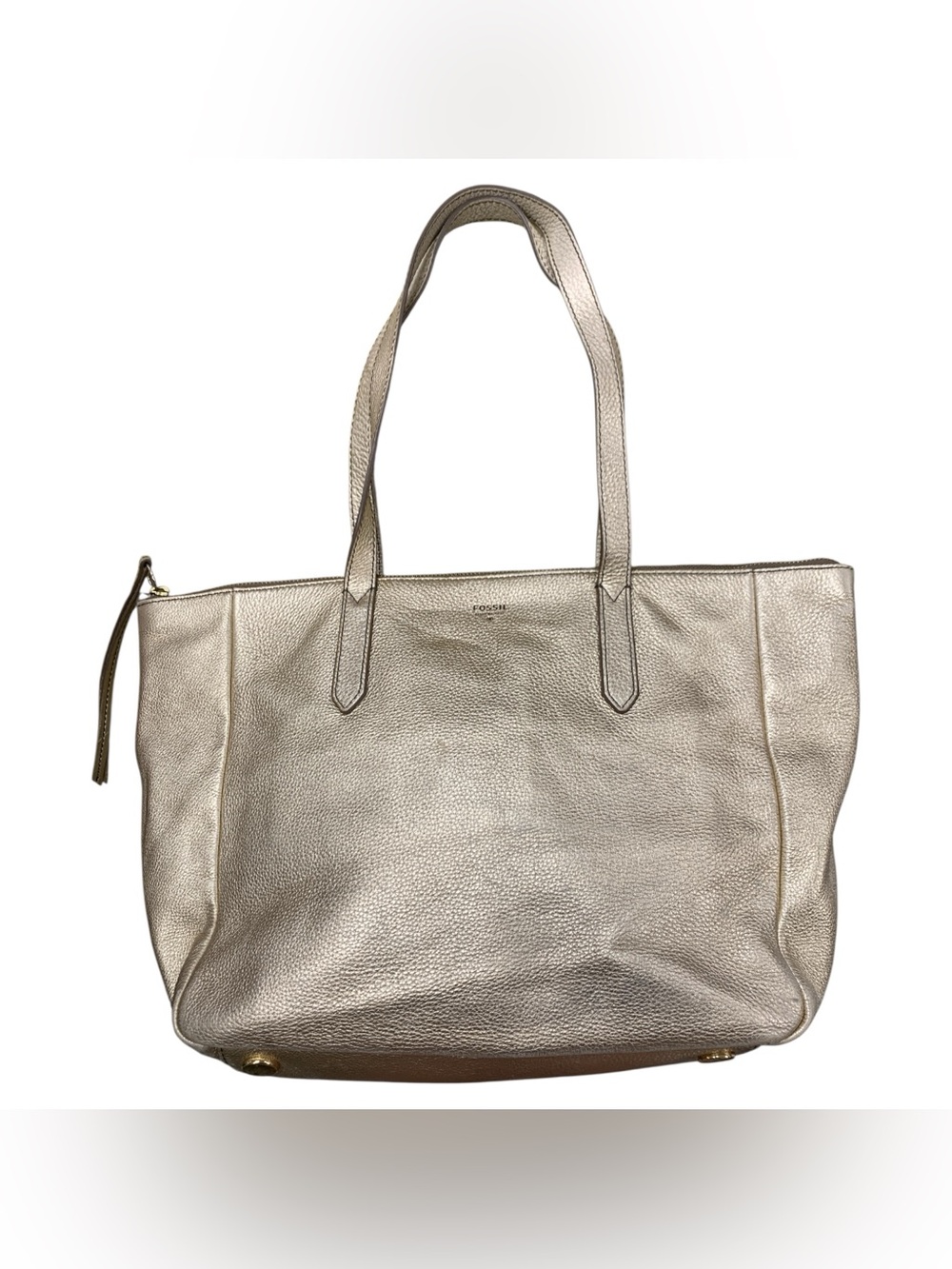 Fossil Metallic Gold Pebble Leather Tote
